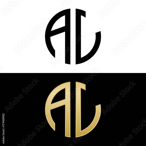 al initial logo circle shape vector black and gold