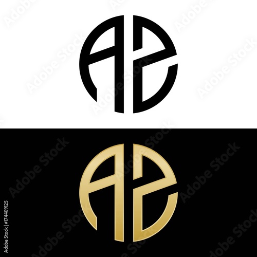 az initial logo circle shape vector black and gold