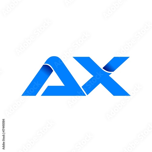 ax logo initial logo vector modern blue fold style