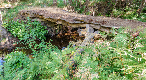 Old wooden and slate bridge