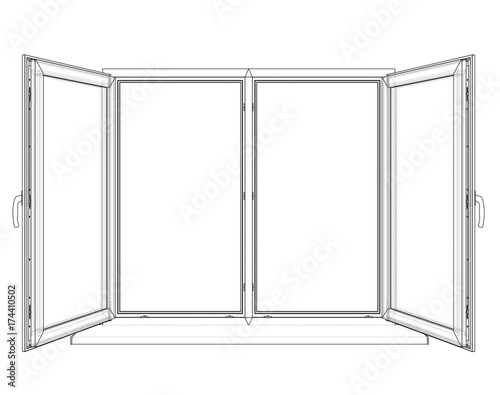 Open windows sketch. Vector