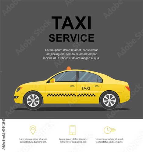 Taxi service concept. Vector template. illustration.