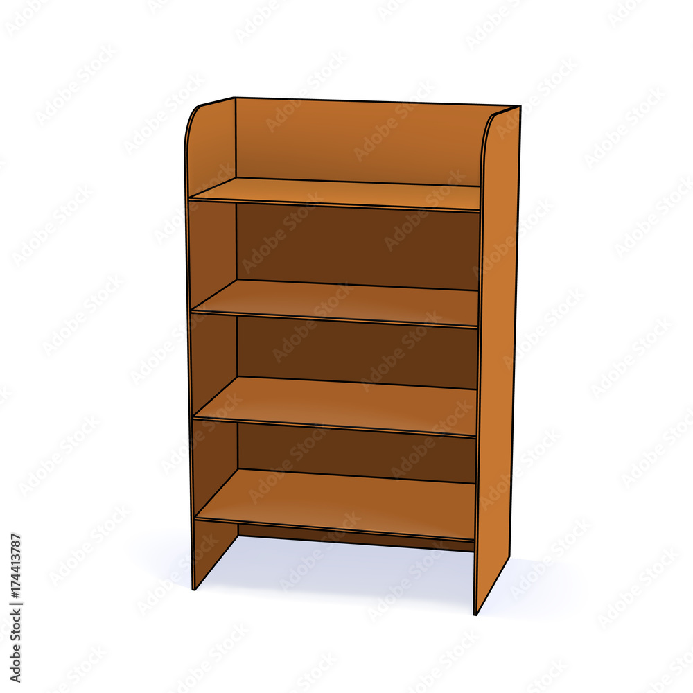 Empty wooden cabinet with shelves. Simple office cupboard. Vector illustration. Empty wooden cabinet with shelves. Simple office cupboard. Vector illustration.