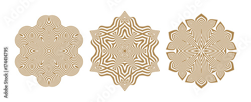 Snowflakes. Abstract Design Elements. Optical Art. Vector illustration.