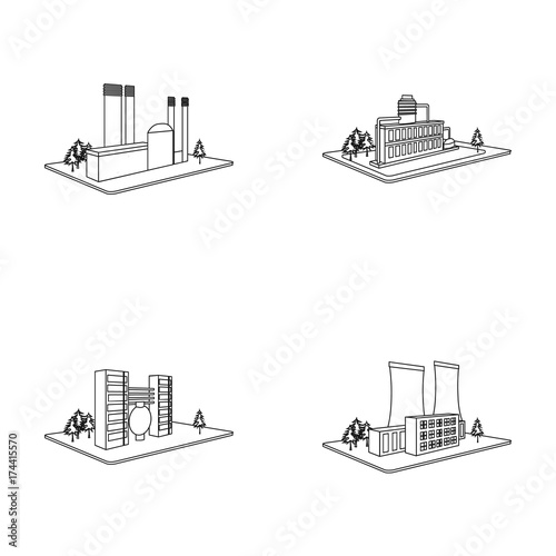 Processing factory,metallurgical plant. Factory and industry set collection icons in outline style isometric vector symbol stock illustration web.