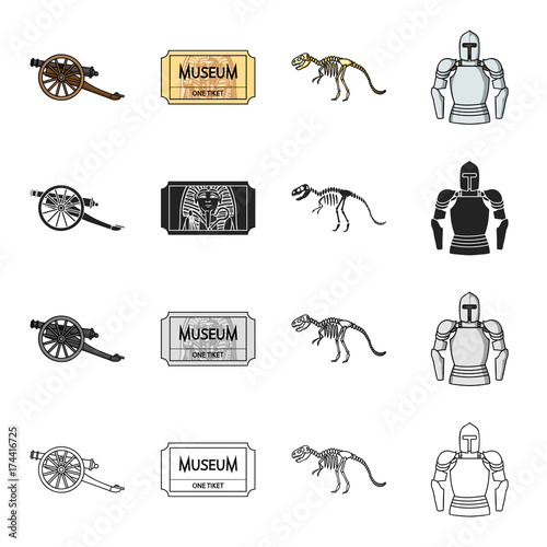 Museum, history, antiquities and other web icon in cartoon style.Mail, listening, clothing, icons in set collection.