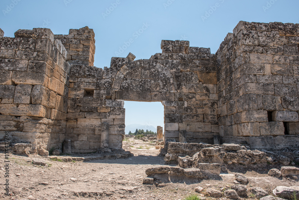 The Byzantine Gate at Hierapolis ancient city in Pamukkale, Turkey.