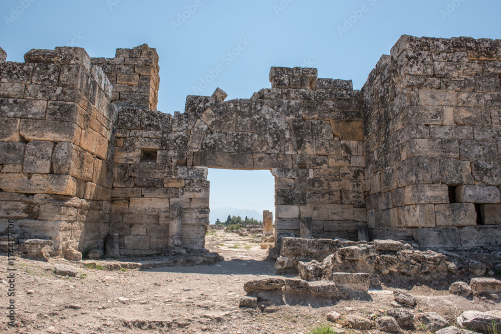 The Byzantine Gate at Hierapolis ancient city in Pamukkale, Turkey. The Byzantine Gate at Hierapolis ancient city in Pamukkale, Turkey.