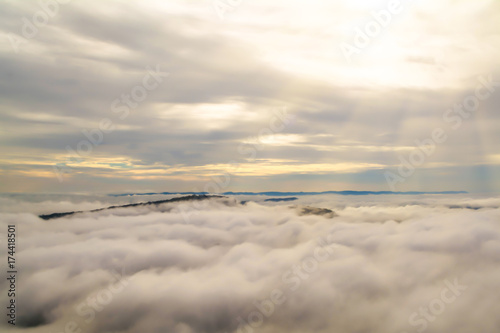 sea of mist on mountain  and sunrise early morning  nature background