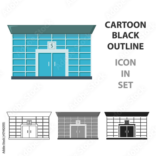Bank icon cartoon. Single building icon from the big city infrastructure cartoon.