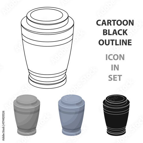 Funeral urns icon in cartoon style isolated on white background. Funeral ceremony symbol stock vector illustration.