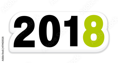 2018 Green new year sticker. Vector icon.