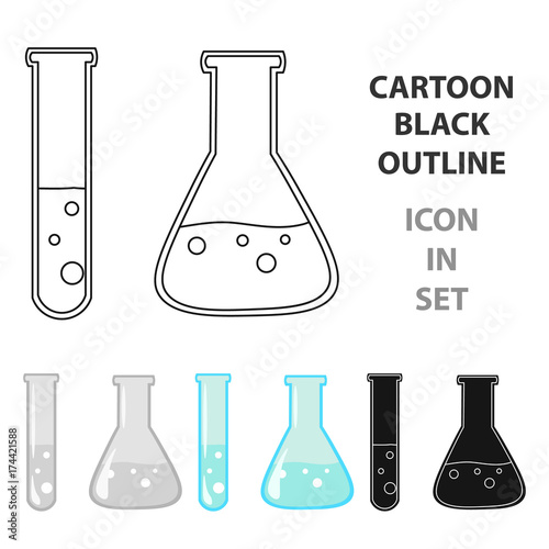 Test tube and retort icon cartoon. Single education icon from the big school, university cartoon.