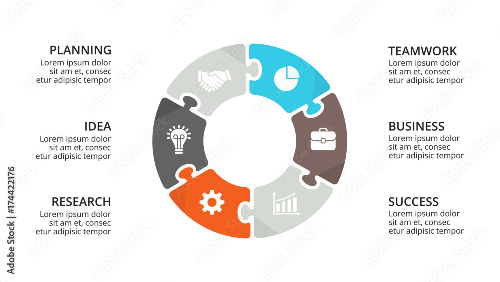 Vector circle puzzle infographic, cycle diagram, graph, presentation ...