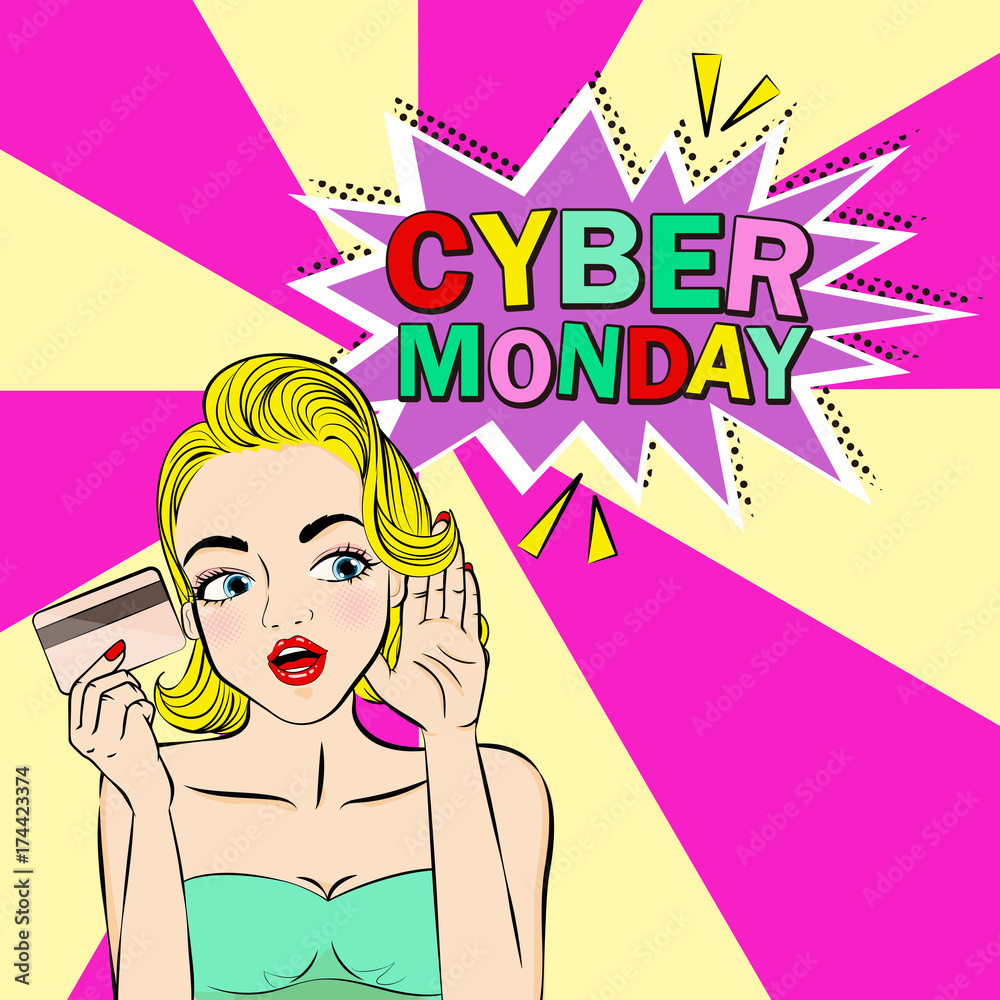 woman with cyber monday woman with cyber monday