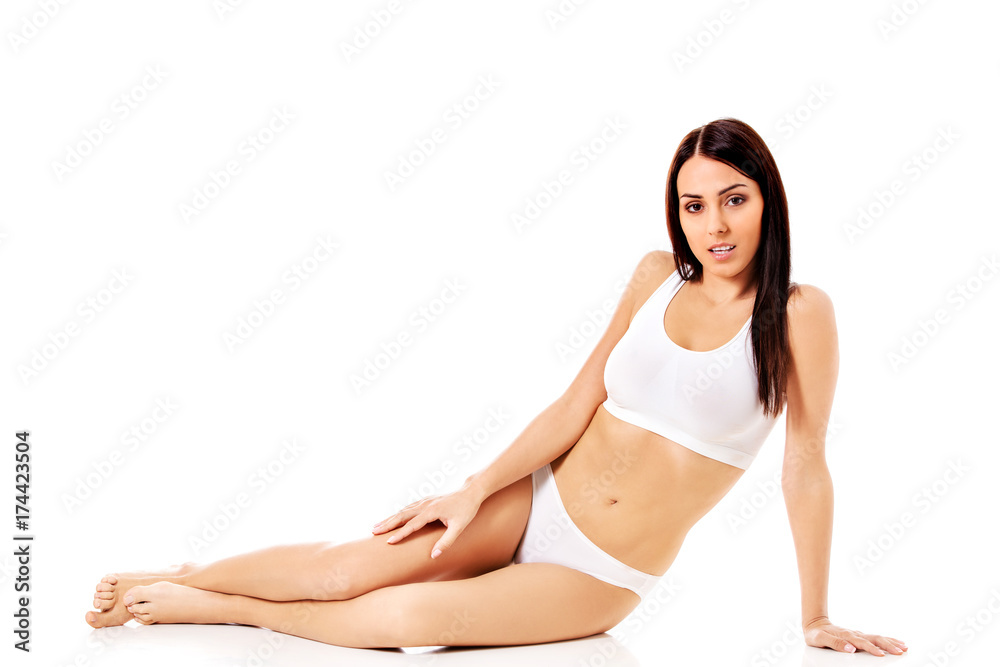 Young, sporty, fit and beautiful girl in sporty underwear. Young, sporty, fit and beautiful girl in sporty underwear.