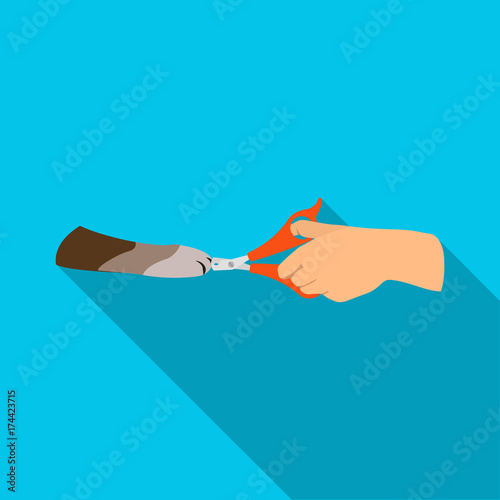 Circumcision of the claws of a domestic animal in a veterinary clinic. Pet,Dog care single icon in flat style vector symbol stock illustration web. photo