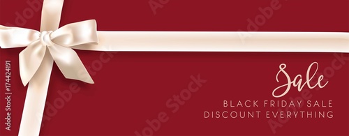 Sale discount fashion promo white bow vector advertising shop poster