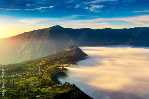 Cemoro lawang village at morning in Bromo tengger semeru national park, East Java, Indonesia.