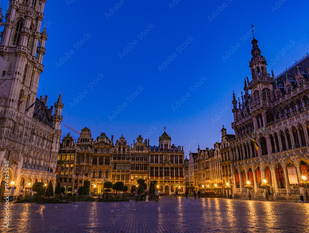 Early morning view of the Grand Place in Brussels, Belgium.