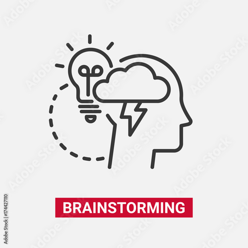 Brainstorming - modern vector line design single icon.
