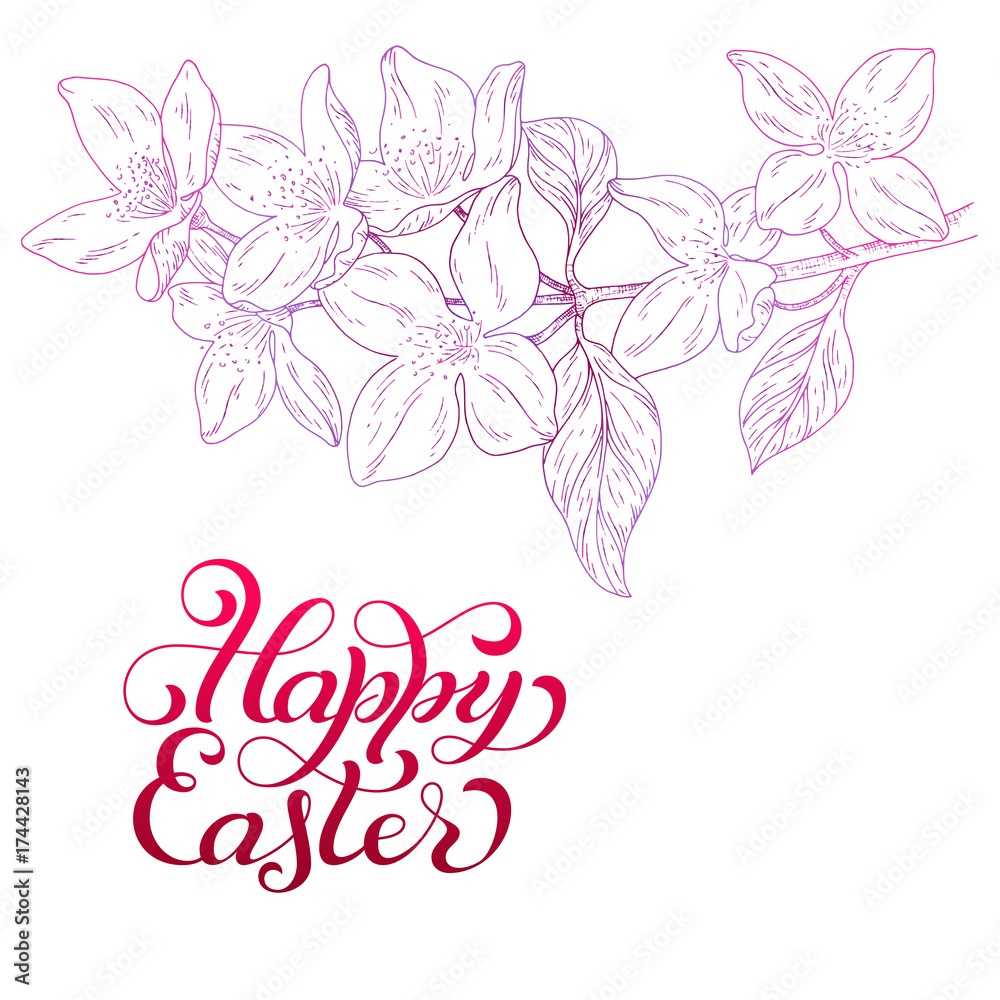 Holiday gift card with hand lettering Happy Easter