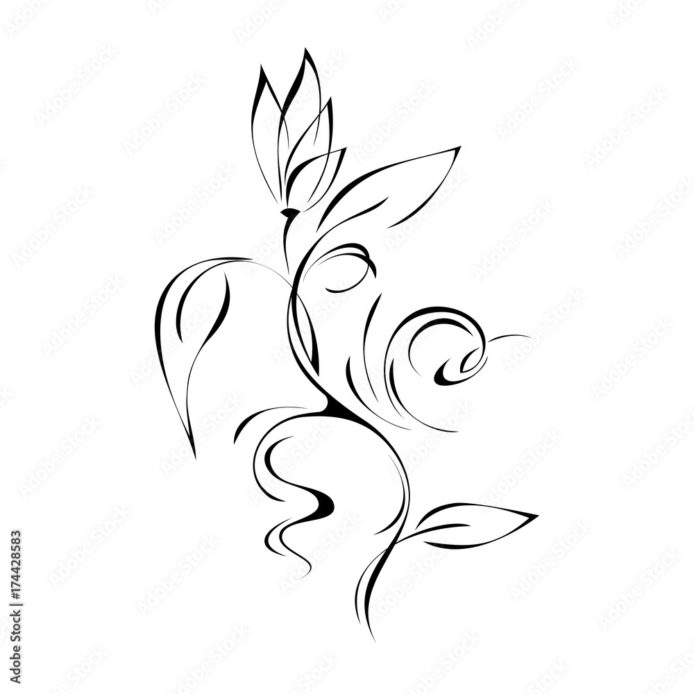 ornament 126. stylized flower in black lines on a white background