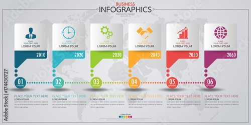 Infographic business horizontal timeline process chart template. Vector modern banner used for presentation and workflow layout diagram, web design. Abstract elements of graph options.