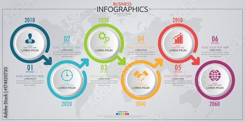Infographic business horizontal timeline process chart template. Vector modern banner used for presentation and workflow layout diagram, web design. Abstract elements of graph options.