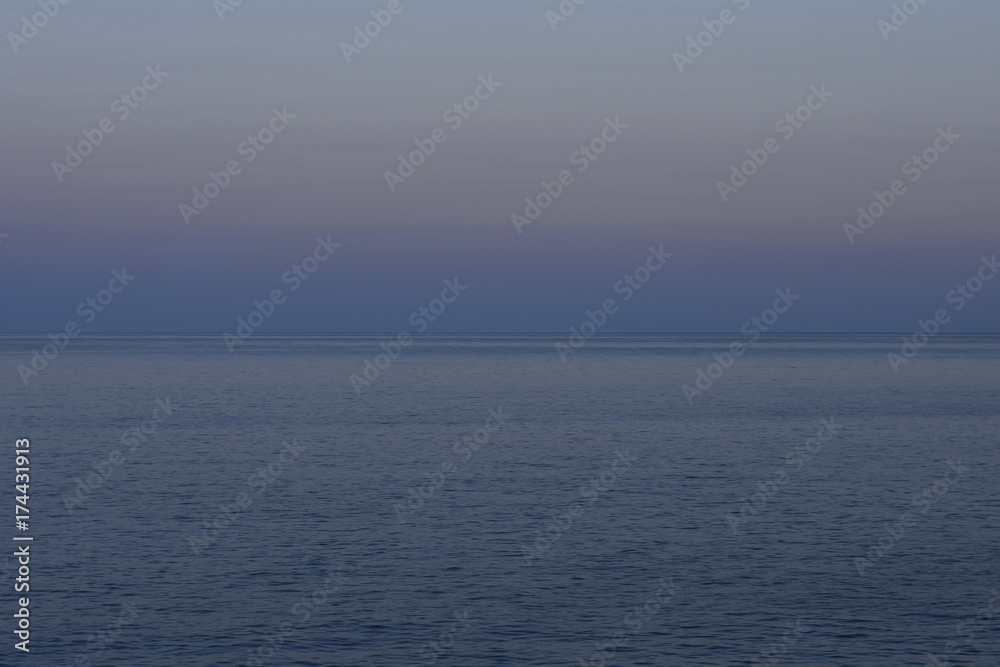 Horizon and sky over the sea in the evening