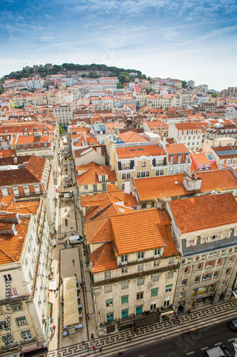 Lisbon aerial view. Santa Justa elevator