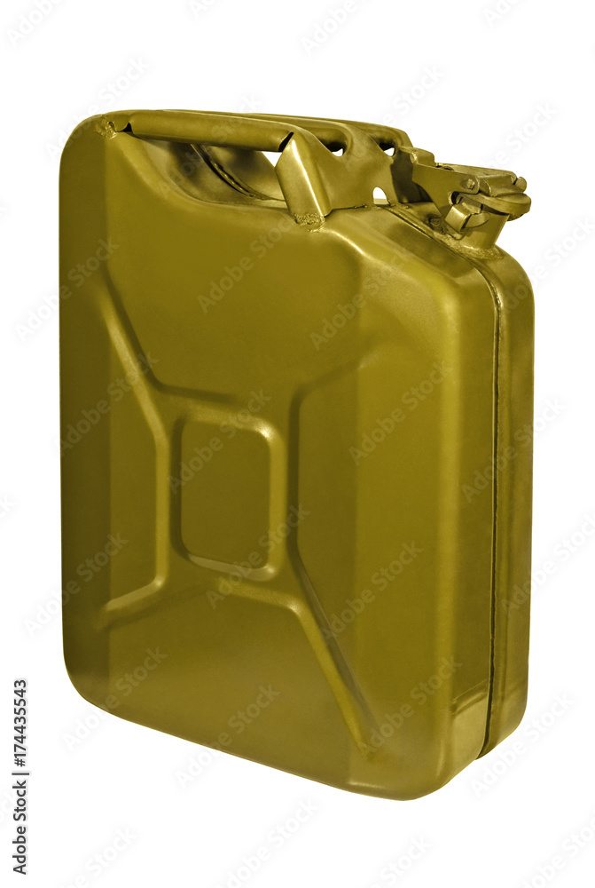 Metal fuel canister (jerrycan) on white background Metal fuel canister (jerrycan) on white background