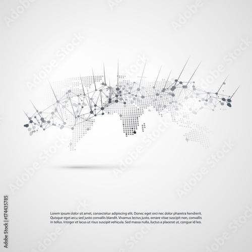 Cloud Computing and Networks - Global Digital Connections, Internet Concept Illustration