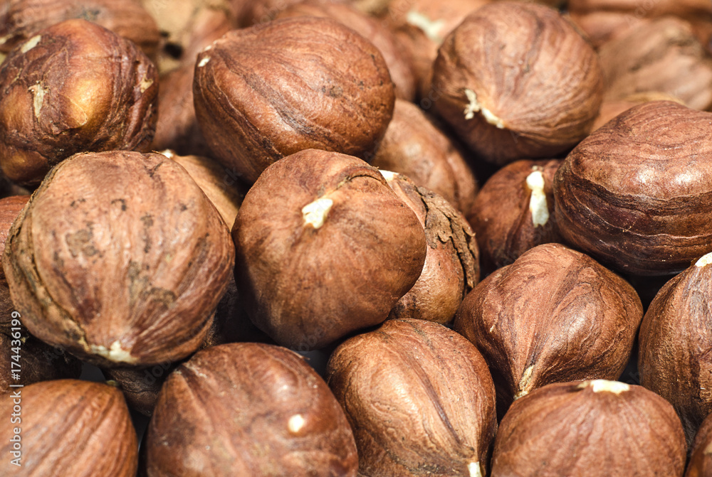 Background of peeled huzelnuts Background of peeled huzelnuts