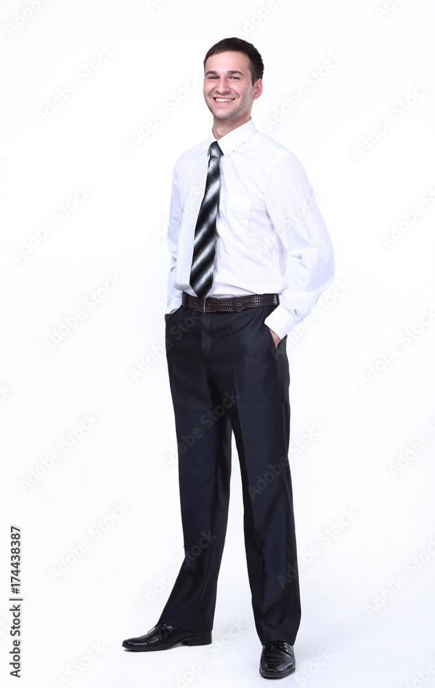 in full growth.portrait of a smiling businessman in full growth.portrait of a smiling businessman