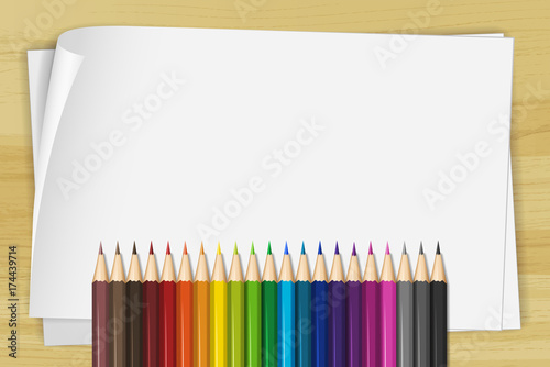 White paper and many color pencils