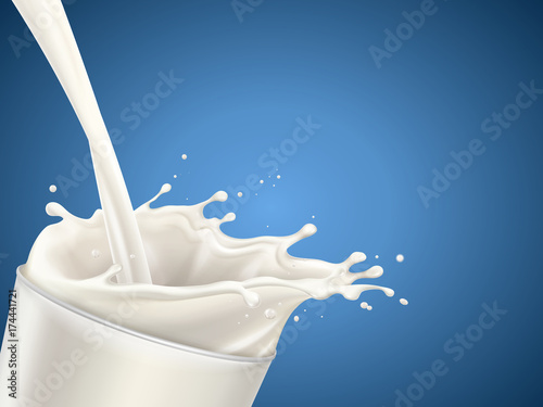 Milk pouring down from top