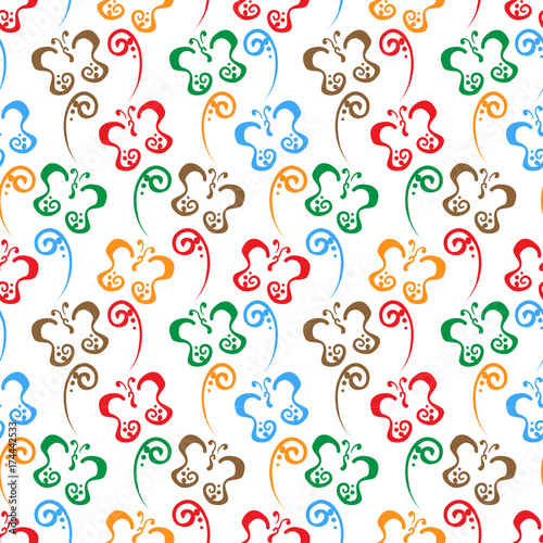 Fototapeta Naklejka Na Ścianę i Meble -  Butterfly hand drawn colorful Pattern background