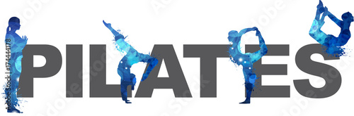 Pilates word with silhouettes
