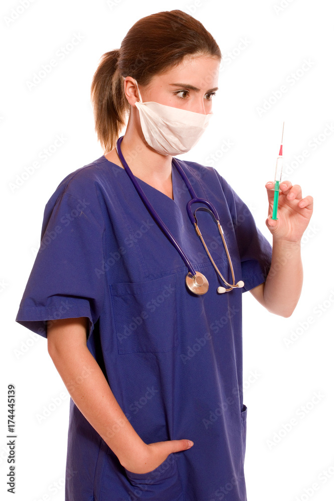 Junge attraktive Krankenschwester mit Spritze Stock Photo | Adobe Stock