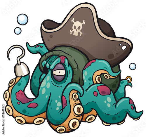 Vector illustration of Cartoon Pirate octopus