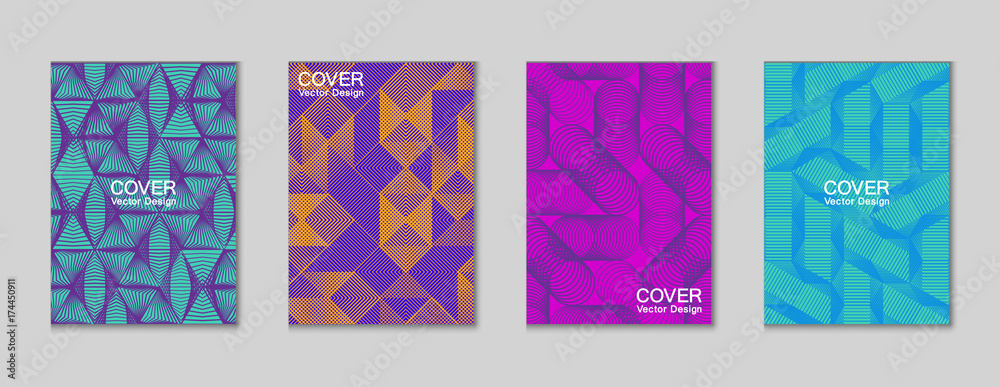 Halftone shapes minimal geometric cover templates set graphic de Halftone shapes minimal geometric cover templates set graphic de