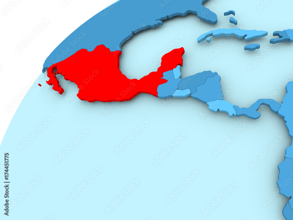 Fototapeta premium Mexico on blue globe