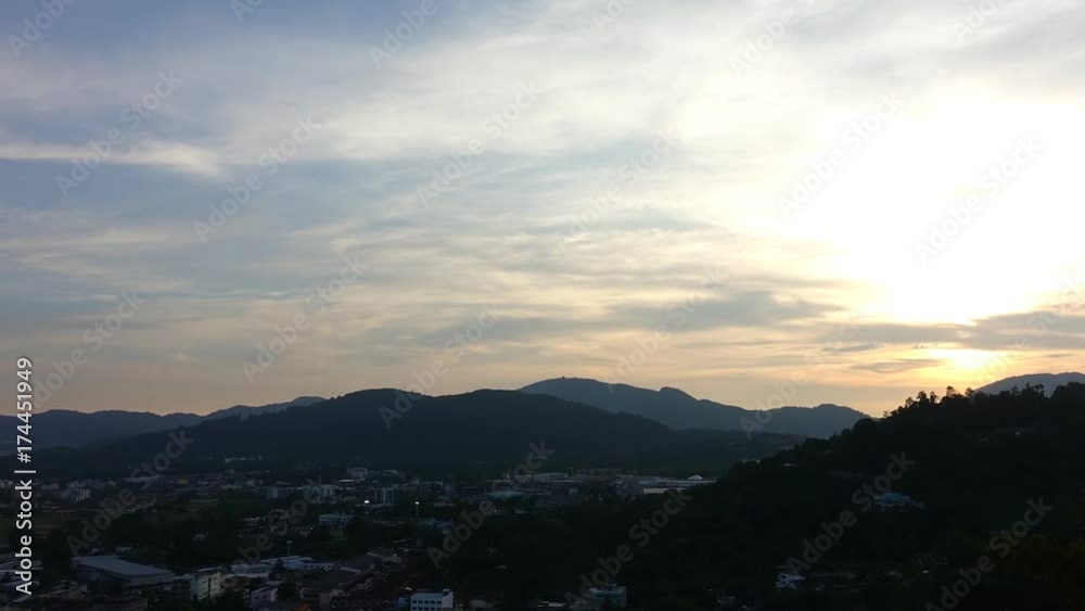 sunset on the mountain in Phang Nga province, Thailand. sunset on the mountain in Phang Nga province, Thailand.