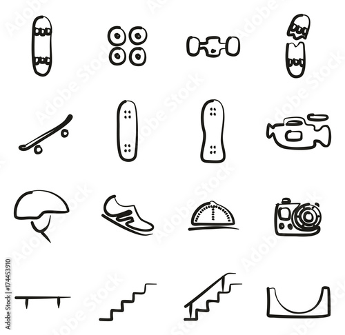 Skateboarding Icons Freehand