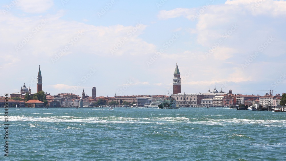 The magnificent bell tower of San Marco and the bell tower of th