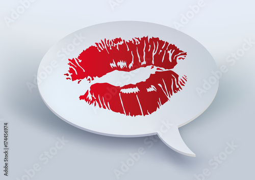 baiser - rouge à lèvre - kiss - amour - déclaration - bulle - amoureux - message