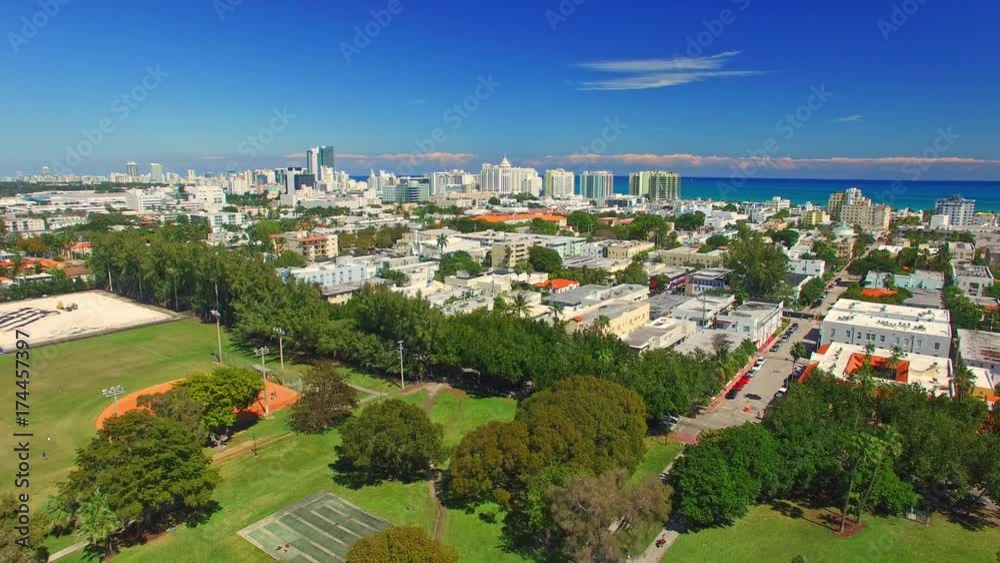 Aerial view of Miami Beach, buildings and parks. Aerial view of Miami Beach, buildings and parks.