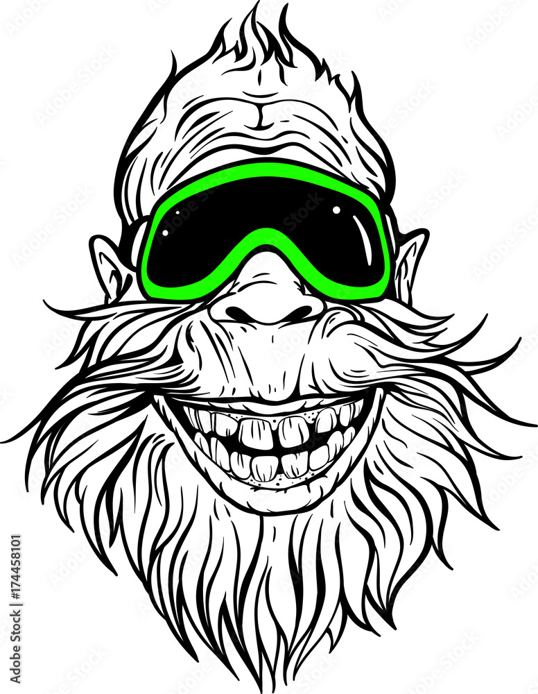 smiling Yeti in ski goggles. Stock Vector | Adobe Stock