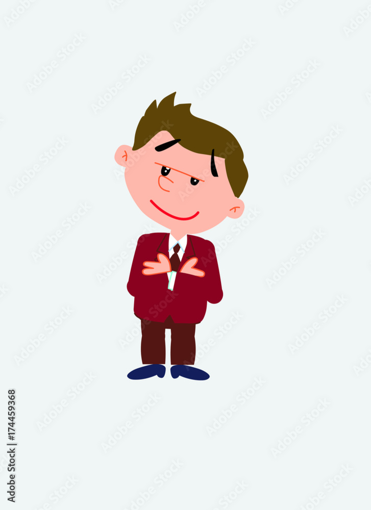 White businessman. Vector illustration isolated in a funny cartoon style. The character stands idly by, distracted. White businessman. Vector illustration isolated in a funny cartoon style. The character stands idly by, distracted.